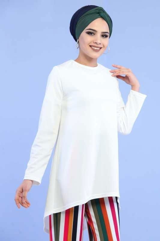 Tunik Pantolon Siyah Beyaz - 6880 BEYAZ