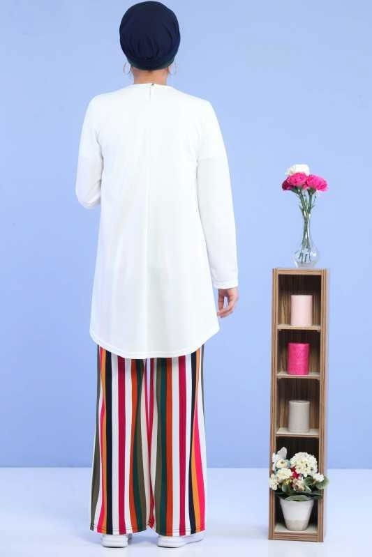 Tunik Pantolon Siyah Beyaz - 6880 BEYAZ
