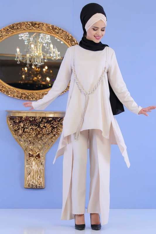 Tunik Pantolon Kombin Bej - 02 0851 Bej - 851 BEJ