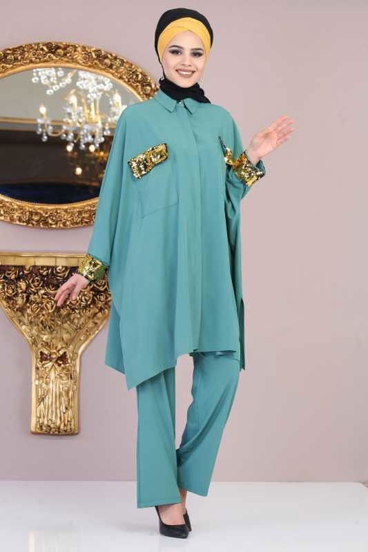 Tunik Pantolon Kombin Mint - 02 1083 Yeşil - 1083 YEŞİL
