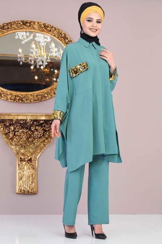 Tunik Pantolon Kombin Mint - 02 1083 Yeşil - 1083 YEŞİL