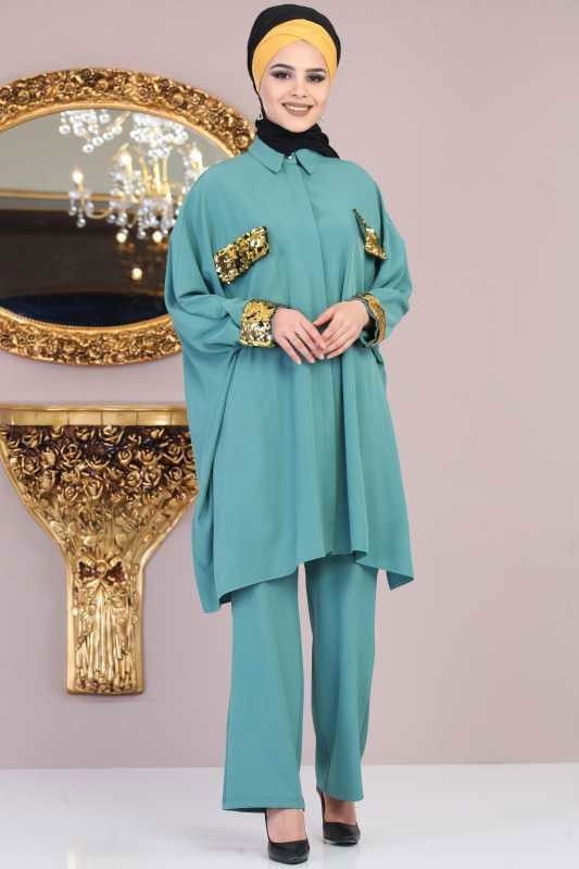 Tunik Pantolon Kombin Mint - 02 1083 Yeşil - 1083 YEŞİL