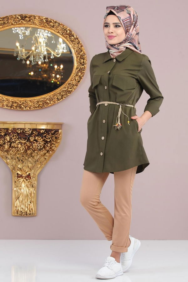 Tunik Pantolon Kemer Siyah 02 1124 Haki - 1124 HAKİ