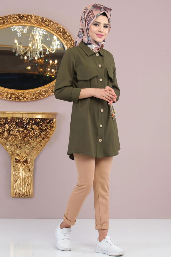 Tunik Pantolon Kemer Siyah 02 1124 Haki - 1124 HAKİ