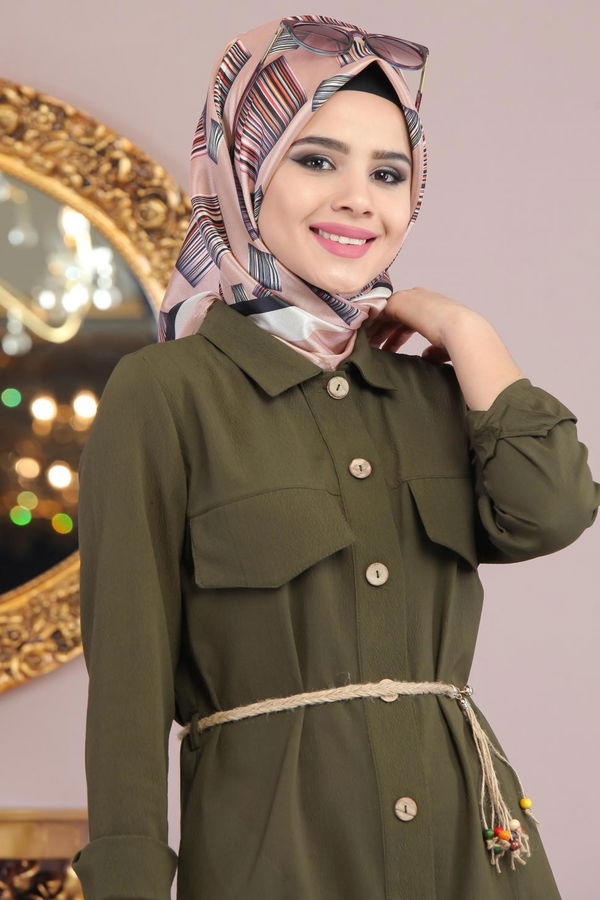 Tunik Pantolon Kemer Siyah 02 1124 Haki - 1124 HAKİ