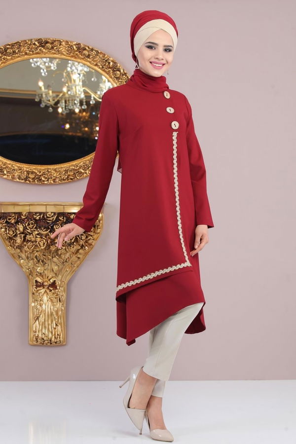 Tunik Pantolon Siyah Bordo - 1137 BORDO