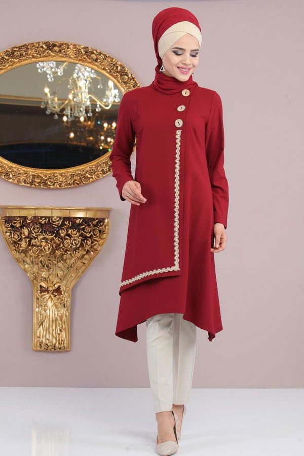 Tunik Pantolon Siyah Bordo - 1137 BORDO
