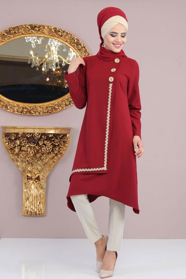 Tunik Pantolon Siyah Bordo - 1137 BORDO