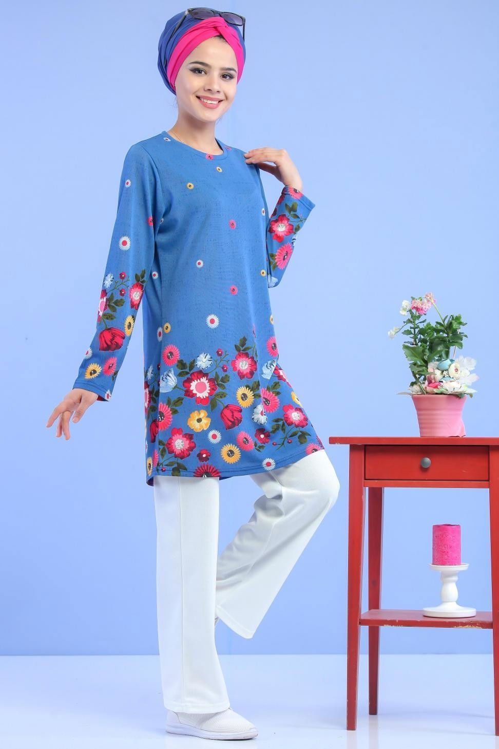 Tunik Pantolon Kombin Mavi - 02 6968 Mavi - 6968 MAVİ