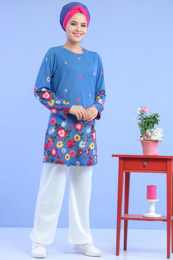 Tunik Pantolon Kombin Mavi - 02 6968 Mavi - 6968 MAVİ