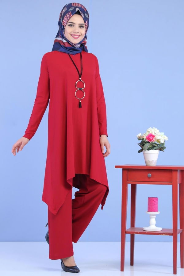 Tunik Pantolon Siyah Bordo - 6972 BORDO