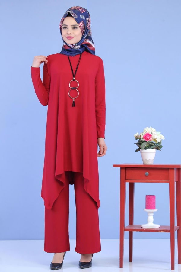 Tunik Pantolon Siyah Bordo - 6972 BORDO