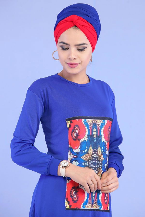 Tunik Pantolon Saks - 02 7015 Mavi - 7015