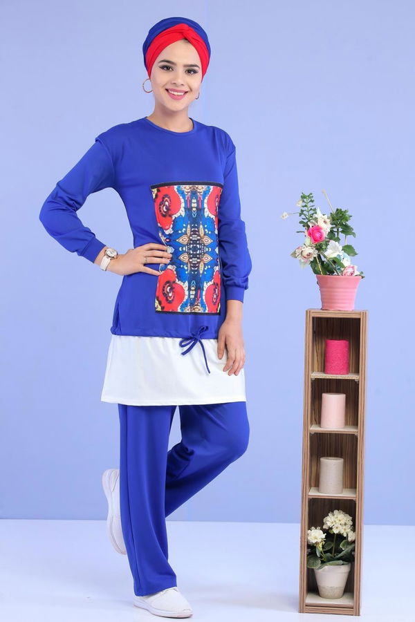 Tunik Pantolon Saks - 02 7015 Mavi - 7015