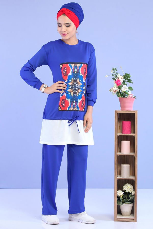 Tunik Pantolon Saks - 02 7015 Mavi - 7015