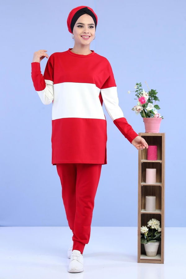 Tunik Pantolon Siyah Kırmızı - 6890