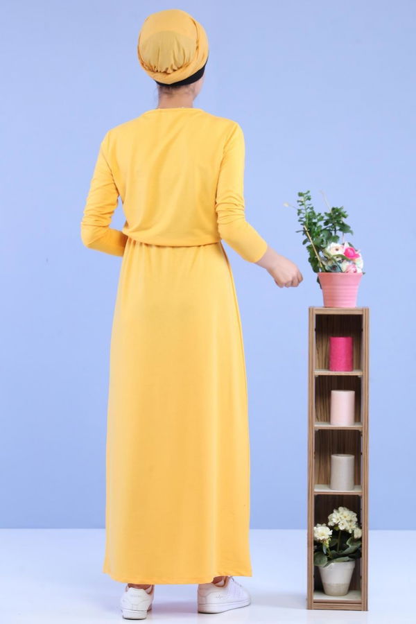Baskılı Elbise Siyah Sarı - 5124