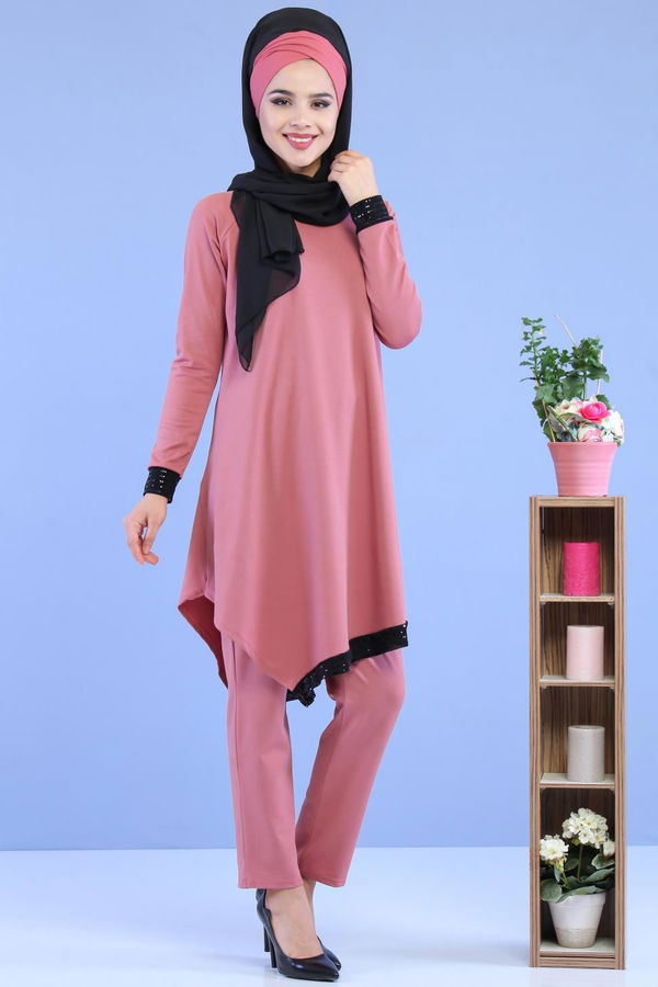 Tunik Pantolon Kombin Gülkurusu - 02 7081 Pembe - 7081 PEMBE