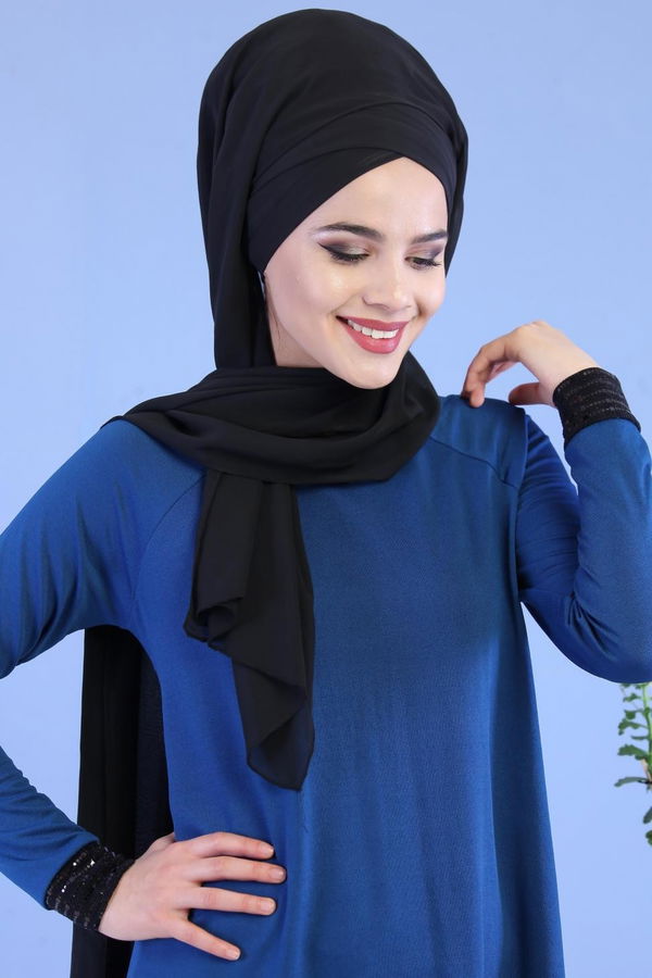 Tunik Pantolon Kombin Saks - 02 7081 Mavi - 7081