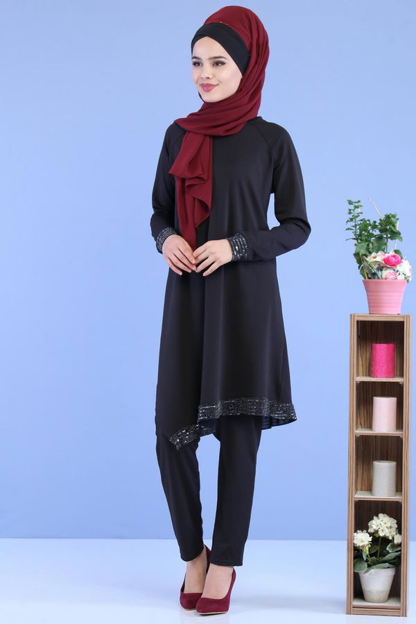 Tunik Pantolon Kombin Siyah - 02 7081 Siyah - 7081