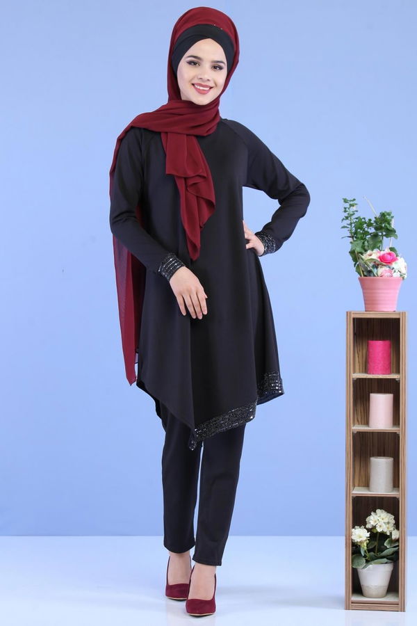 Tunik Pantolon Kombin Siyah - 02 7081 Siyah - 7081