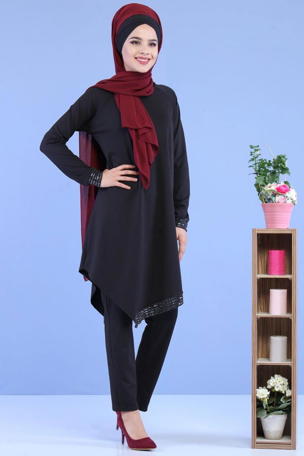 Tunik Pantolon Kombin Siyah - 02 7081 Siyah - 7081