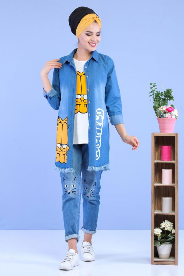 Tunik T shirt Takım Mavi Mavi - 7083