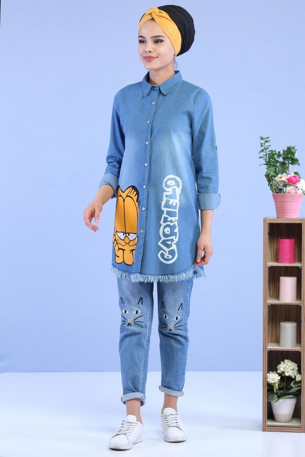 Tunik T shirt Takım Mavi Mavi - 7083