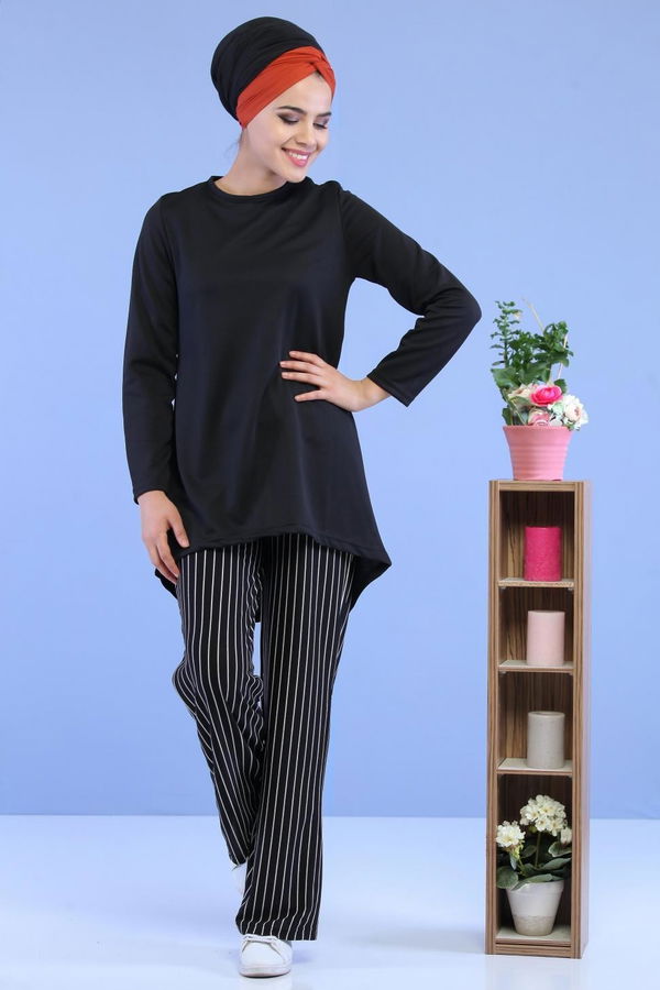 Tunik Pantolon Kombin Siyah - 02 7095 Siyah - 7095