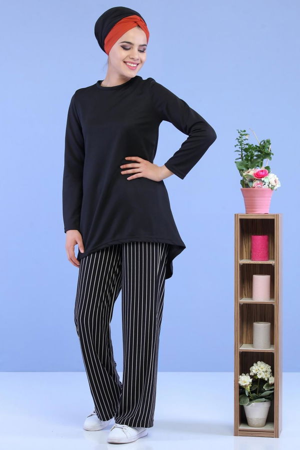 Tunik Pantolon Kombin Siyah - 02 7095 Siyah - 7095