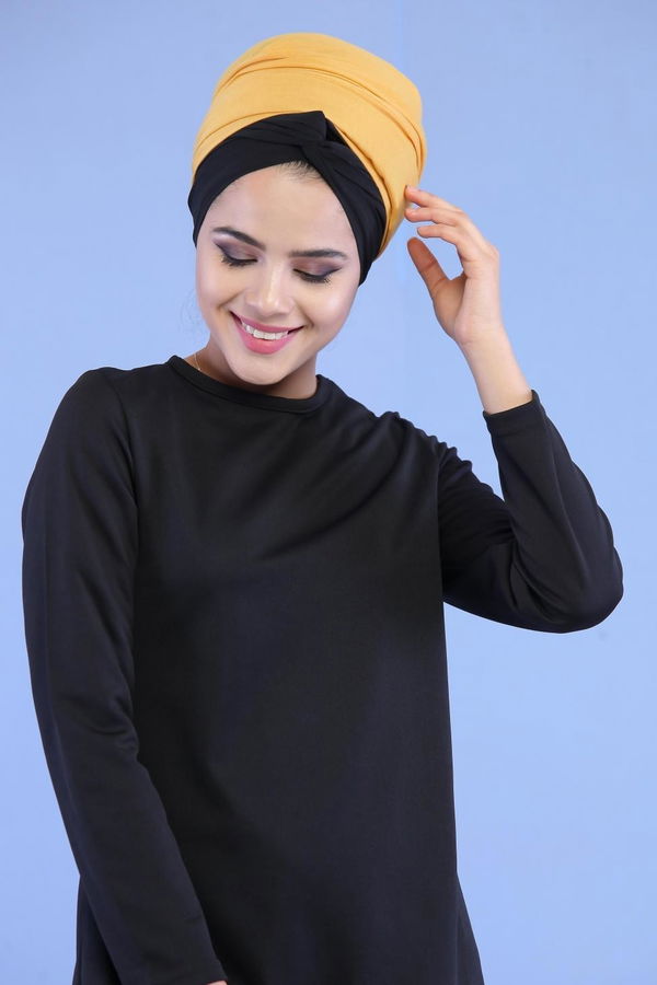 Tunik Pantolon Kombin Siyah Hardal - 02 7096 Siyah - 7096