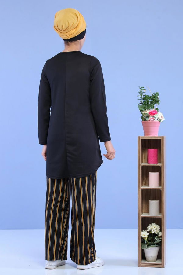 Tunik Pantolon Kombin Siyah Hardal - 02 7096 Siyah - 7096