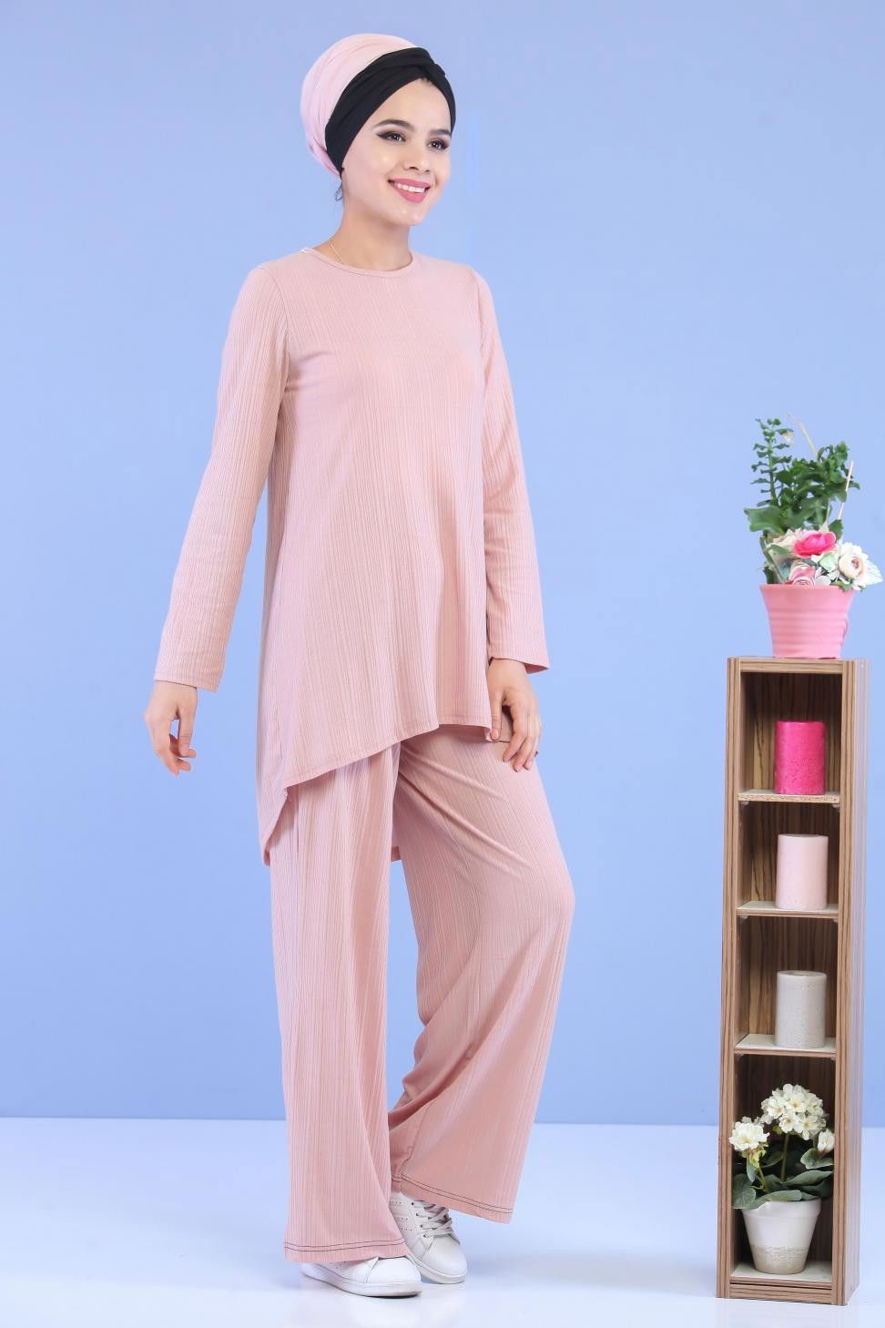 Tunik Pantolon Kombin Pudra - 02 7101 Pembe - 7101