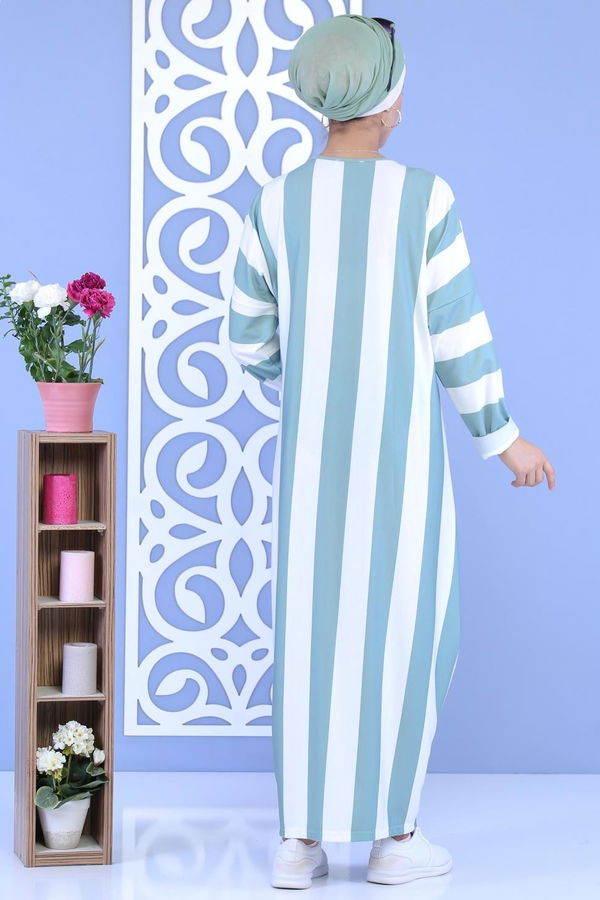 Çizgili Elbise Yeşil - 03 5130 Yeşil - 5130
