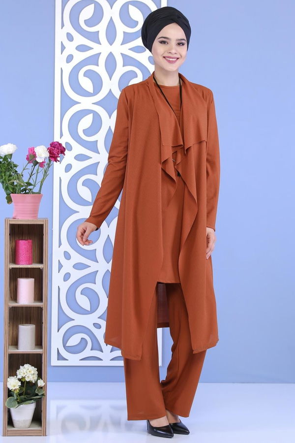 Hırka Jile Pantolon Kombin Taba - 02 6700 Taba - 6700 TABA