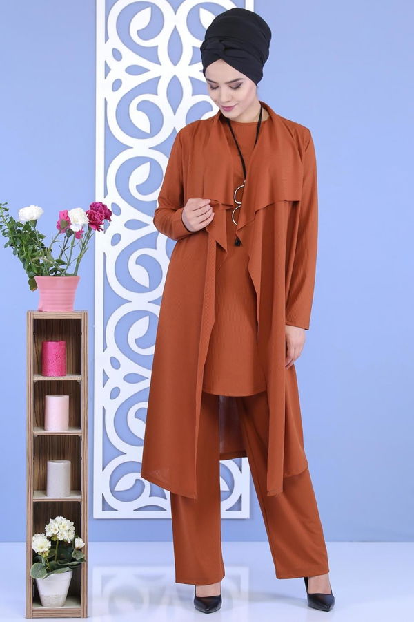Hırka Jile Pantolon Kombin Taba - 02 6700 Taba - 6700 TABA