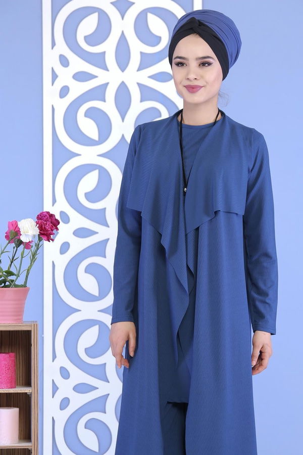 Hırka Jile Pantolon Kombin Saks - 02 6700 Mavi - 6700