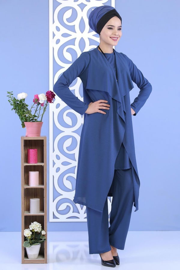 Hırka Jile Pantolon Kombin Saks - 02 6700 Mavi - 6700