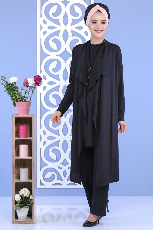 Hırka Jile Pantolon Kombin Siyah - 02 6700 Siyah - 6700