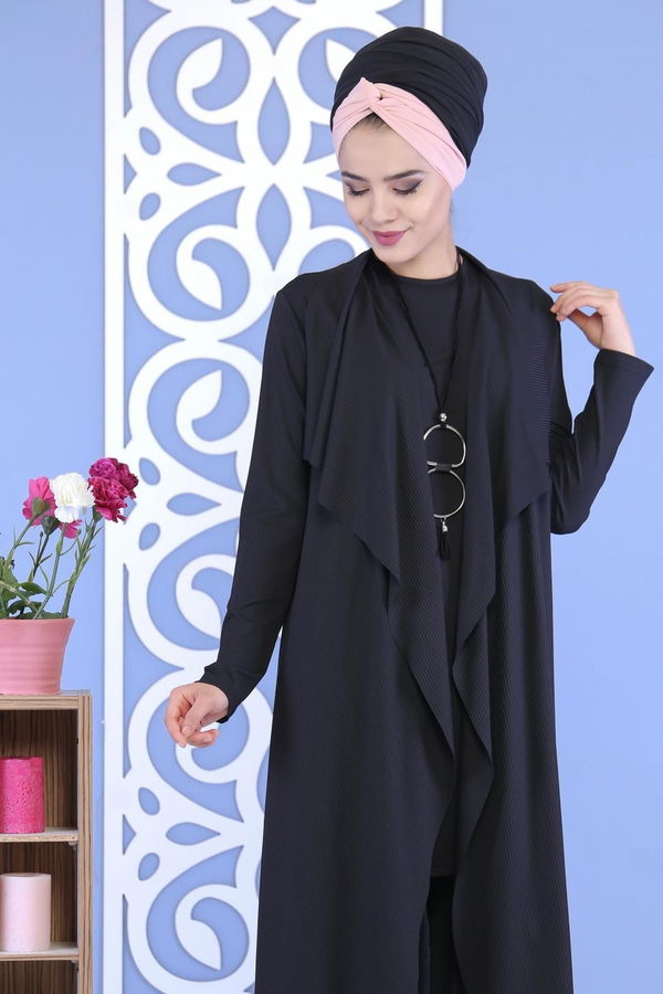 Hırka Jile Pantolon Kombin Siyah - 02 6700 Siyah - 6700