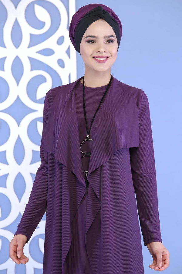 Hırka Jile Pantolon Kombin Mürdüm - 02 6700 Mürdüm - 6700