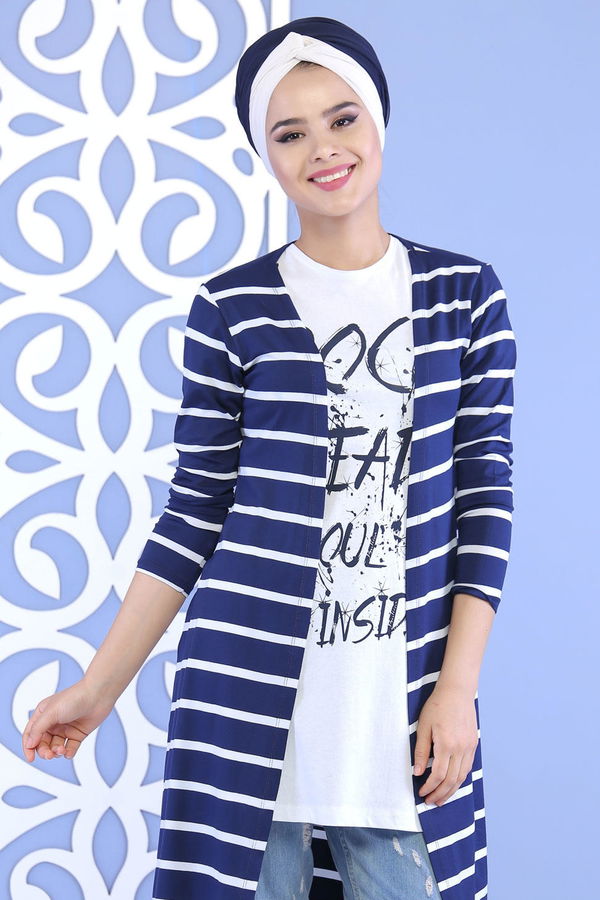 Çizgili Hırka T shirt Takım Lacivert - 02 5129 Lacivert - 5129