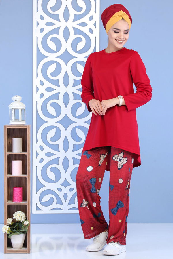 Tunik Pantolon Bordo - 02 7134 Bordo - 7134