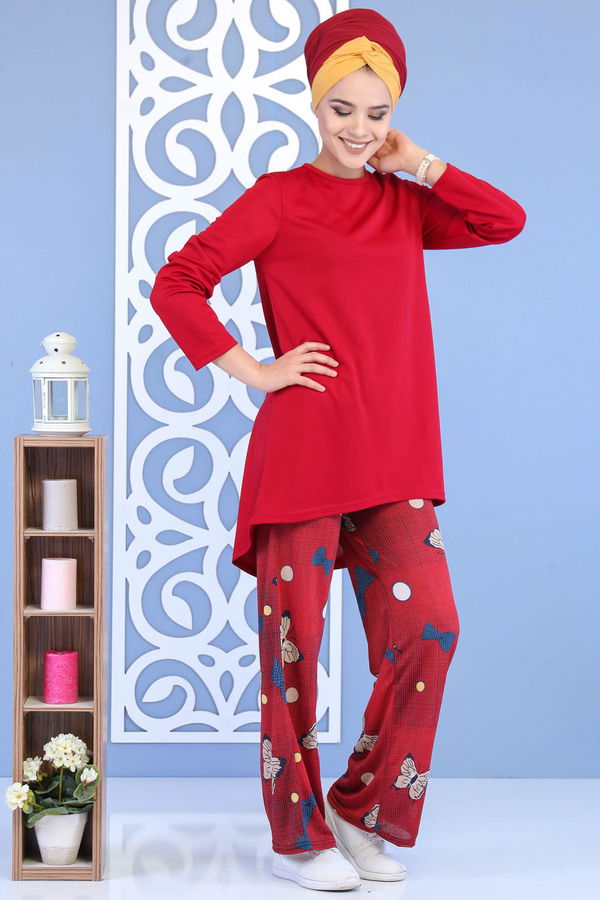 Tunik Pantolon Bordo - 02 7134 Bordo - 7134