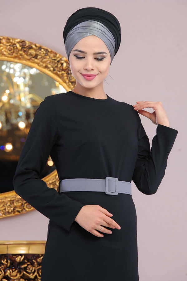 Tunik Pantolon Kemer Gri Vizon Siyah - 1146 SİYAH