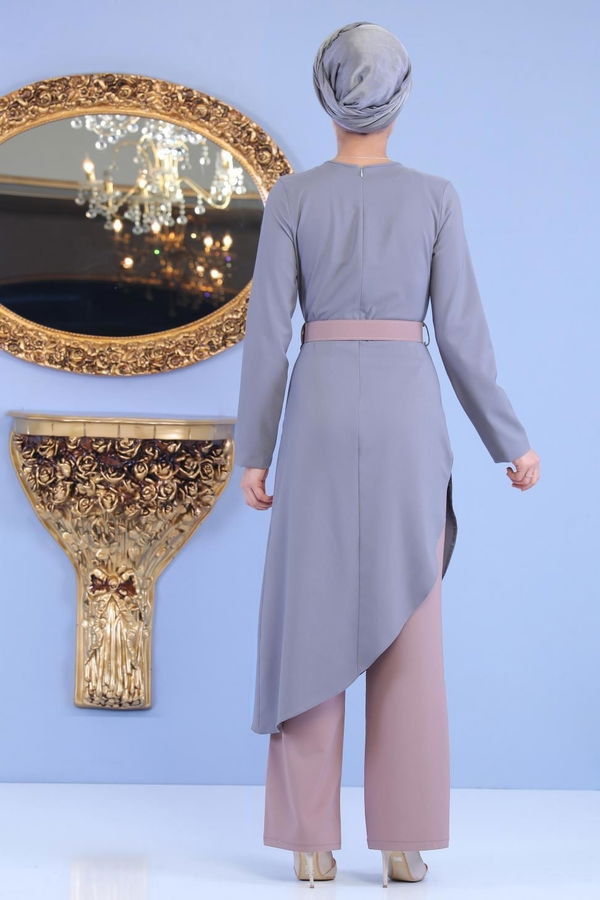 Tunik Pantolon Kemer Gri Vizon Vizon - 1146