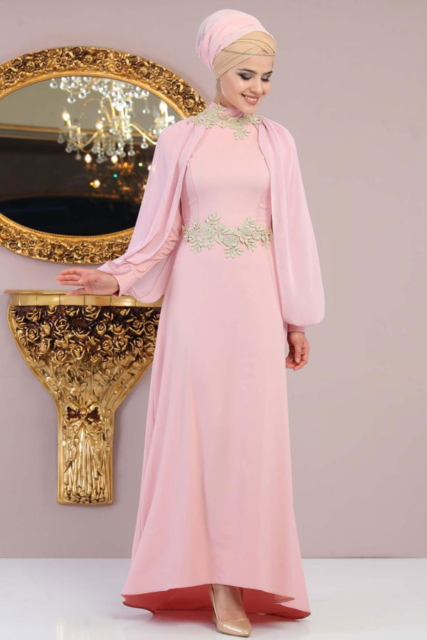 Elbise Siyah  Pembe - 1138 PEMBE