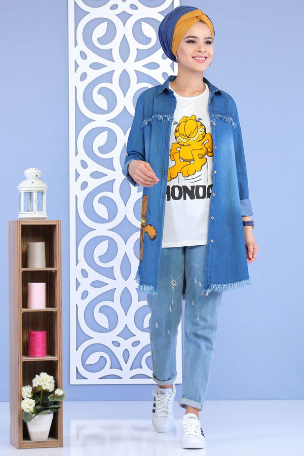 Kot Tunik T shirt Takım Mavi - 02 7167 Mavi - 7167 MAVİ