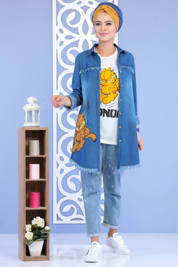Kot Tunik T shirt Takım Mavi - 02 7167 Mavi - 7167 MAVİ