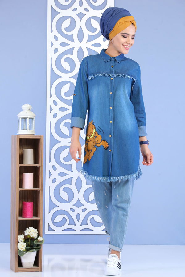 Kot Tunik T shirt Takım Mavi - 02 7167 Mavi - 7167 MAVİ